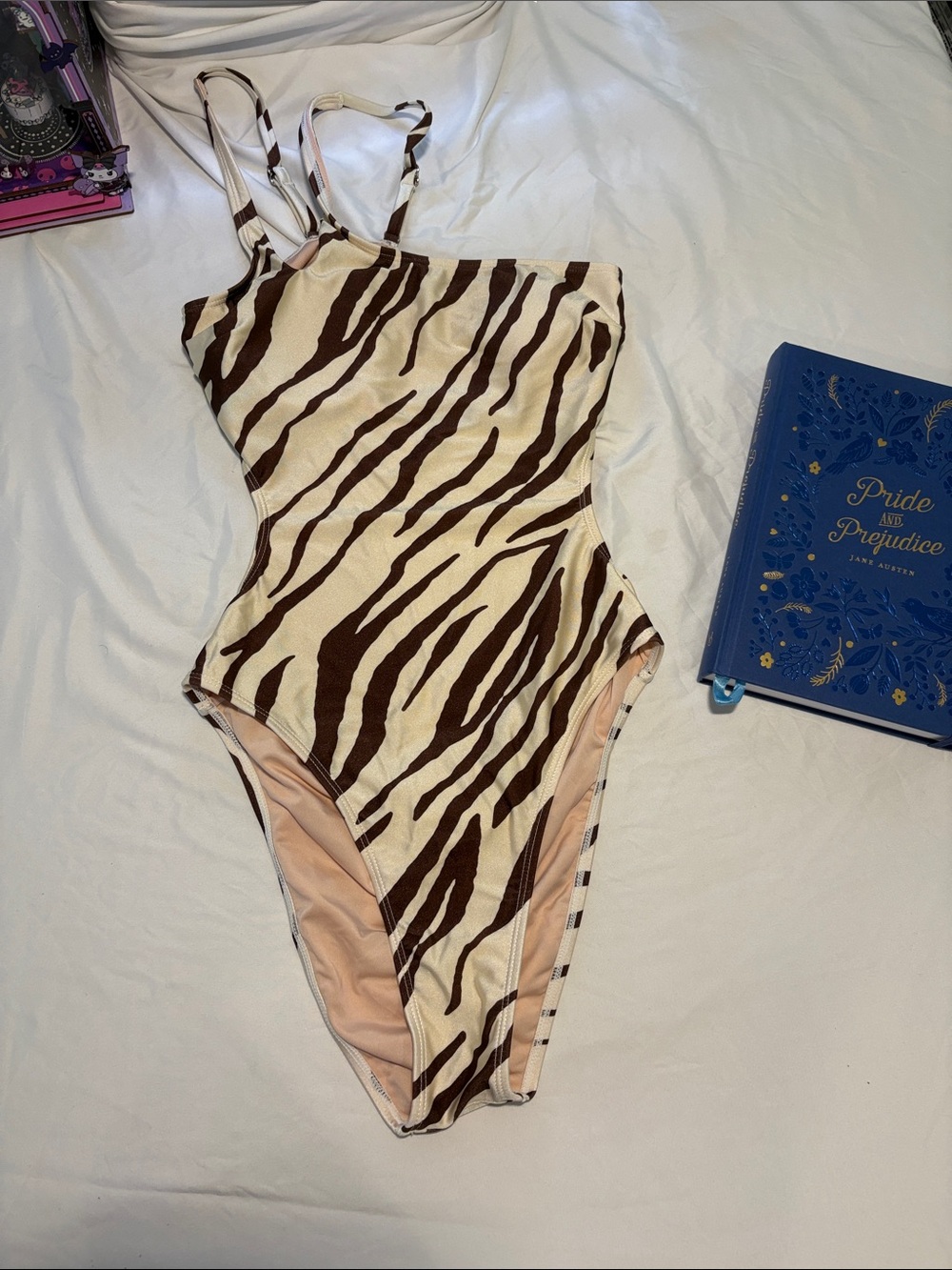 Brown Zebra-Print One-Piece Swimsuit